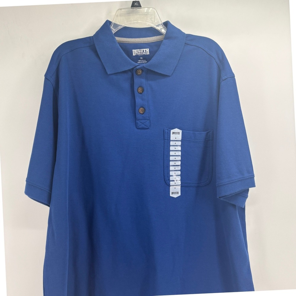 Duluth Trading Co Mens Blue Short Sleeve Pocket Polo Shirt XL Cotton Pique - Picture 3 of 8